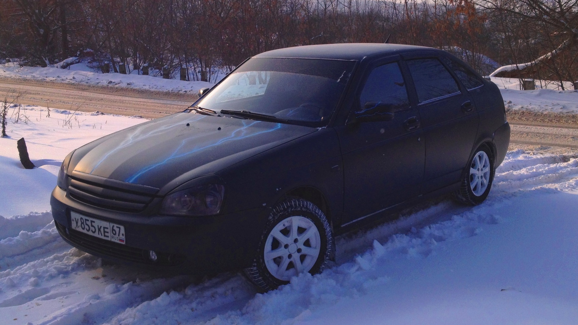 Lada Приора хэтчбек бензиновый 2008 | ЧЕРНАЯ МАТОВАЯ на DRIVE2