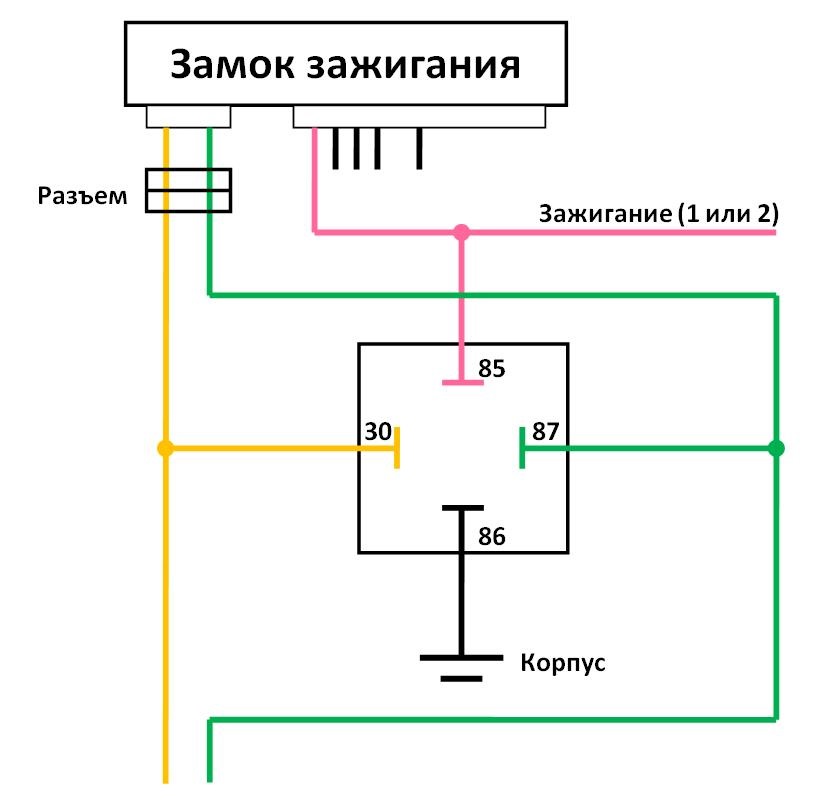 Схема соединения реле