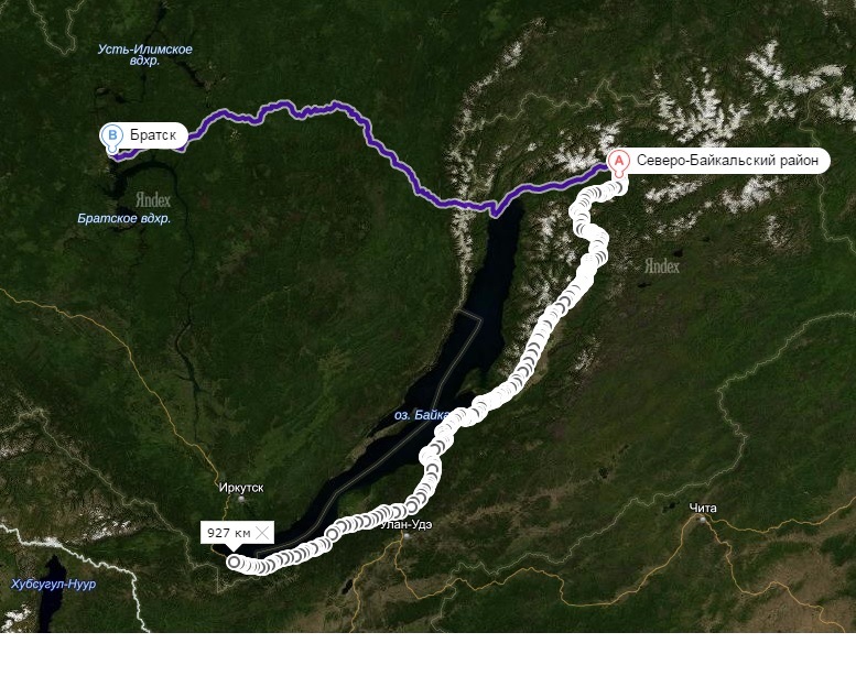 Маршрут братск иркутск карта