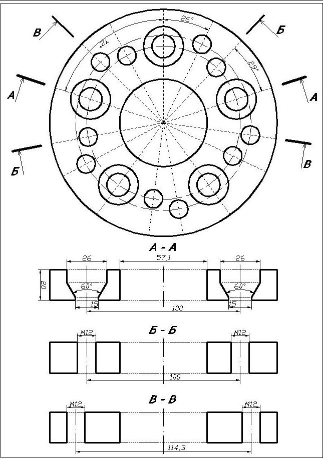 Чертеж проставки 5х120