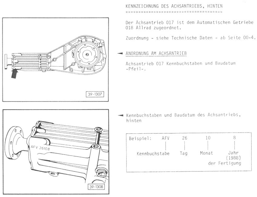 Для поиска информации на агрегатах, конкретно тут показано, где искать номера заднего редуктора — Audi 100 Avant (C3). Запчасти на фото: Z6108