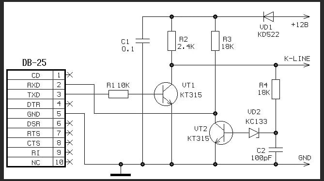 Радиоконструктор ram226. Схема k-line адаптера на 2 транзисторах. K line своими руками. Адаптер на max232. Схема клайн адаптера.