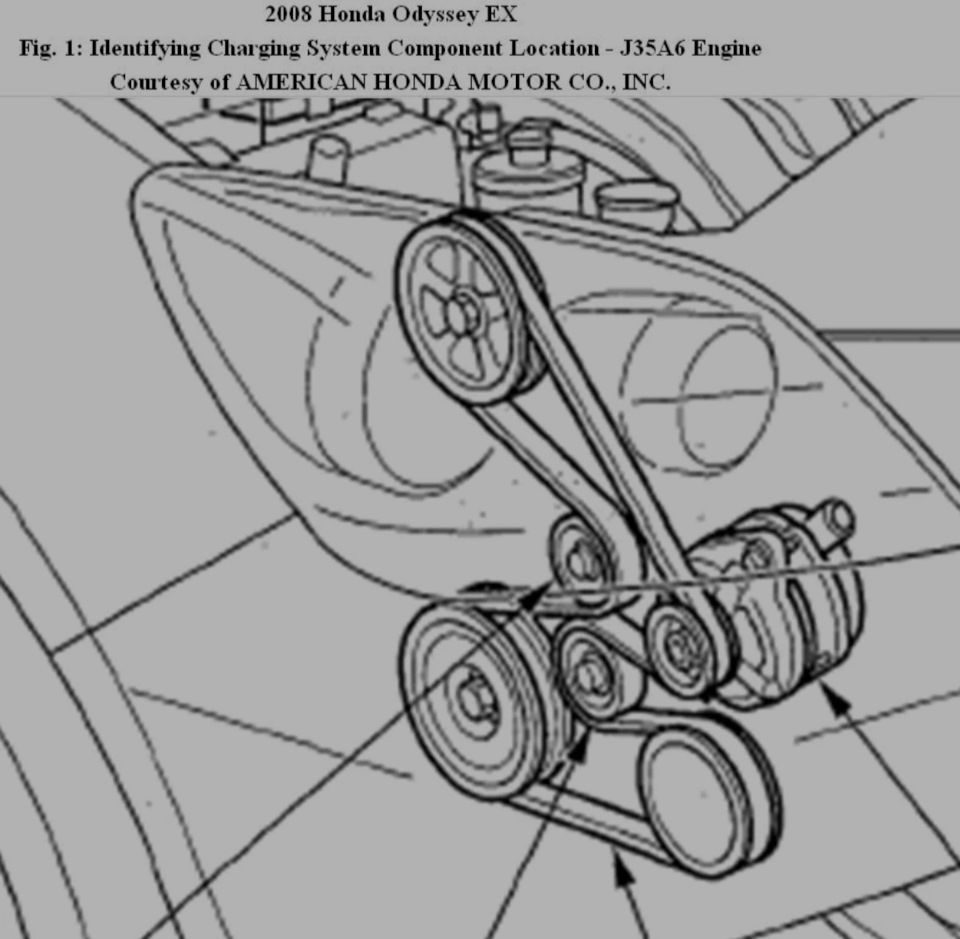 Хонда пилот ремень генератора схема