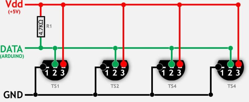 Датчик температуры Arduino DS18B20 - описание подключения на русском