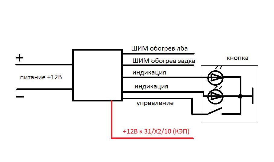 Схема обогрева стекла