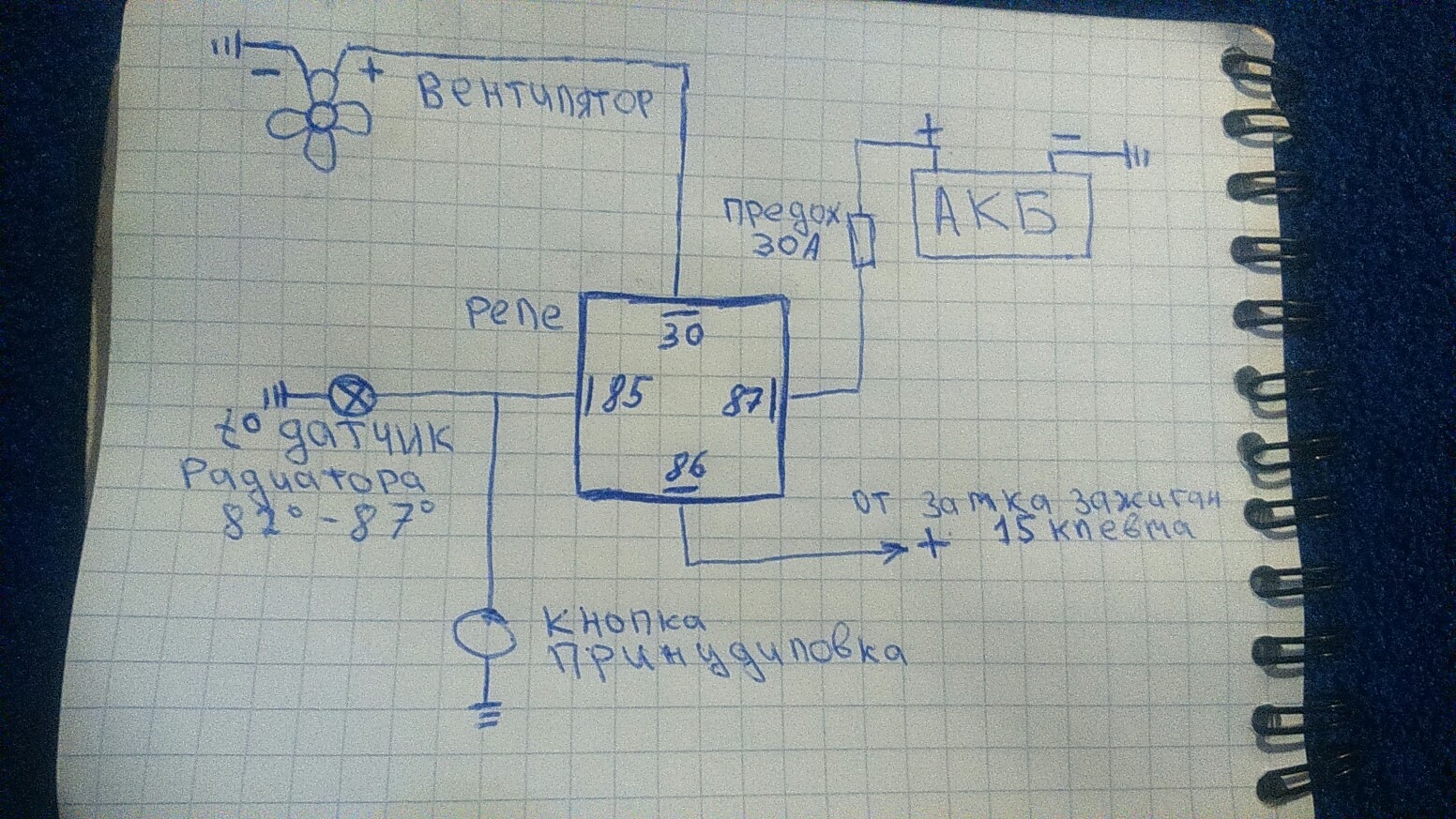 Схема включения вентилятора охлаждения змз 406