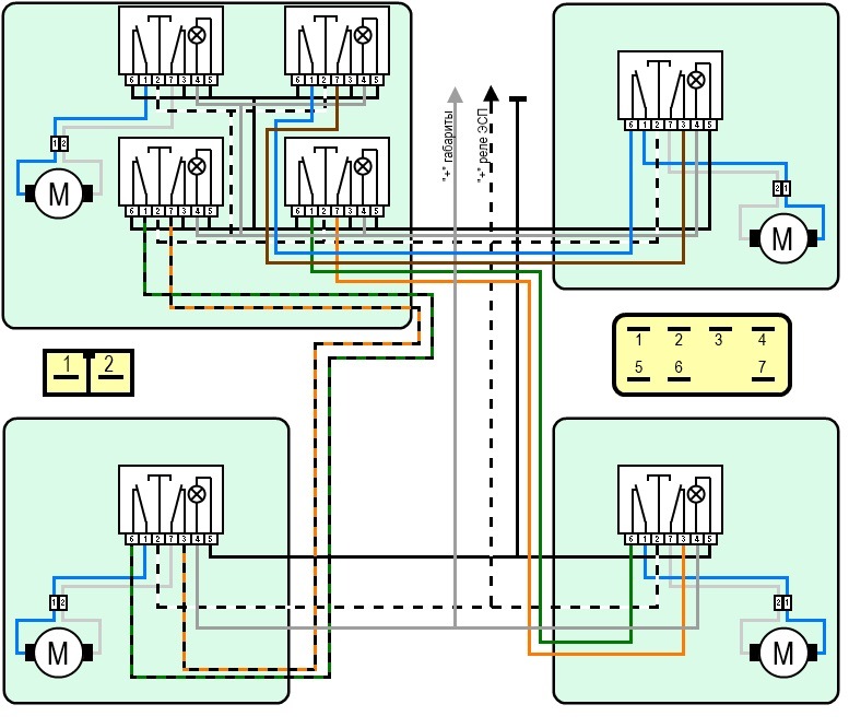 Схема электростеклоподъемников ваз калина 1
