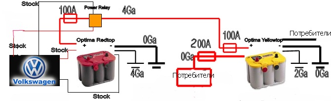 Схема развязки двух аккумуляторов