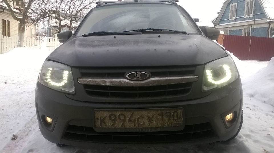 Рестайлинговые хенд-мейд фары на Гранту — Lada Калина Хэтчбек (1G), 1,6 ...