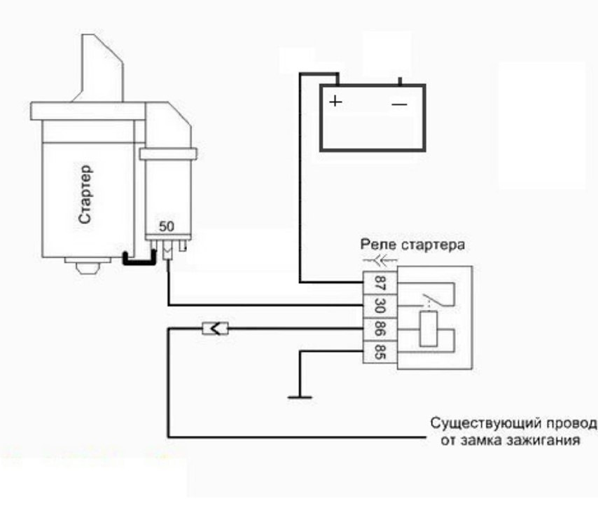 Реле стартера 507 схема подключения