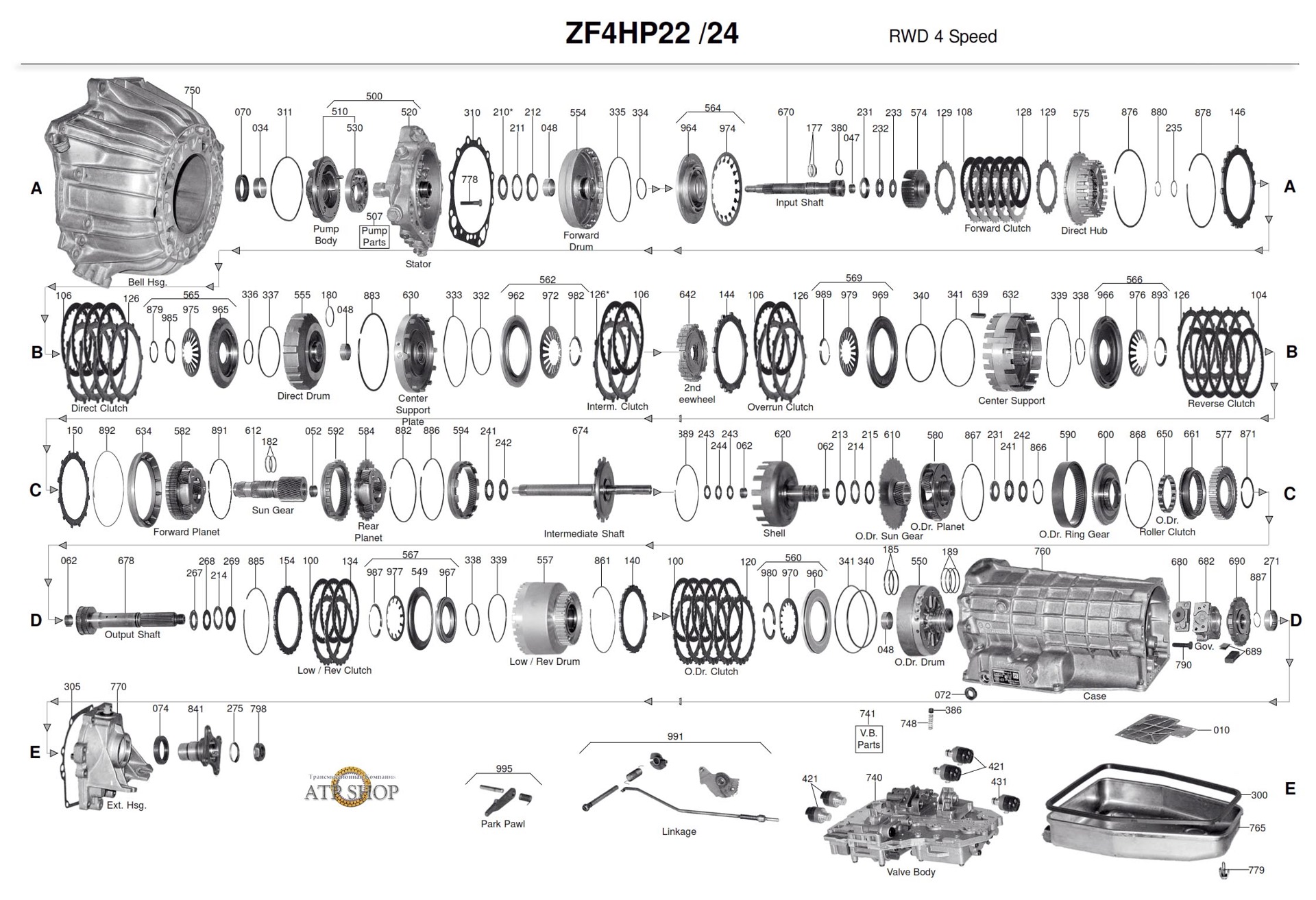 Как разобрать коробку автомат zf 4 hp24
