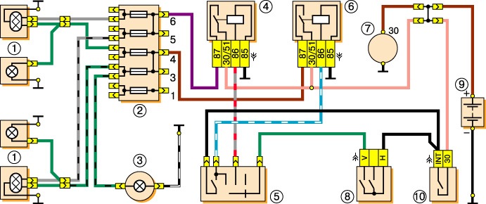 Реле света ваз 2106 схема подключения