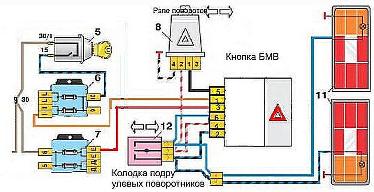 Схема реле поворотов ваз 2105 схема подключения