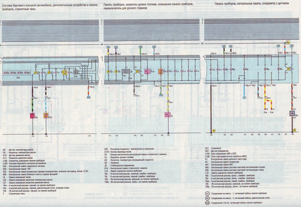 Ауди 100 электрические схемы. Распиновка панели приборов Ауди 100 с3.