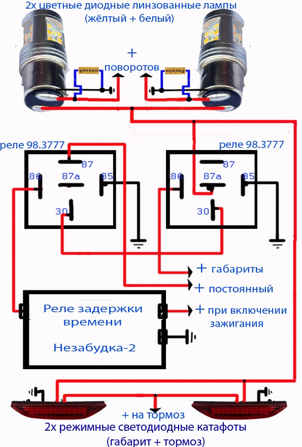 При включении поворотника моргает габарит газель