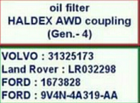 31325173 Фильтр муфты в халдекс 4 Volvo | Запчасти на DRIVE2