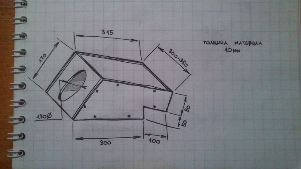 Короб для сабвуфера в ваз 2107 чертеж