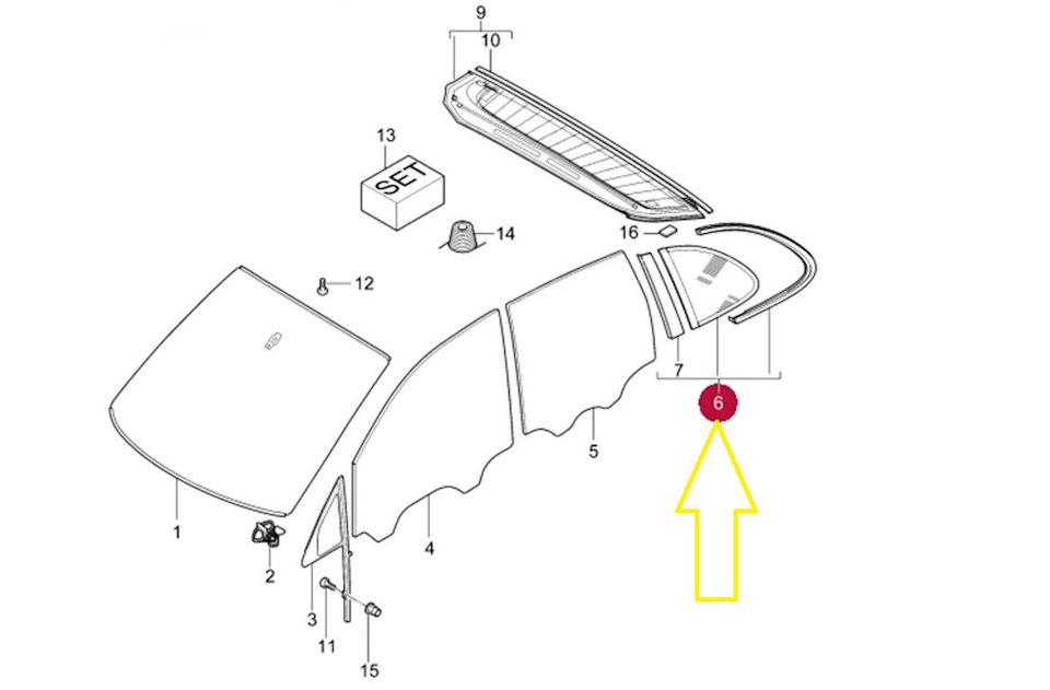 Стекло кузовное глухое заднее Lh левое Porsche Cayenne 95854411100 95854411101