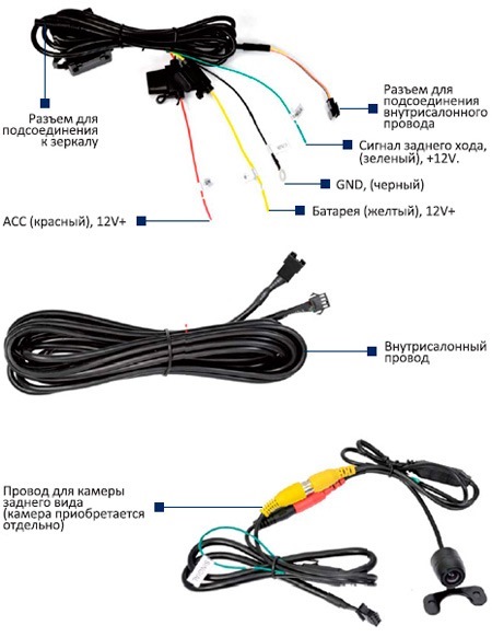 Схема подключения зеркало регистратор с камерой