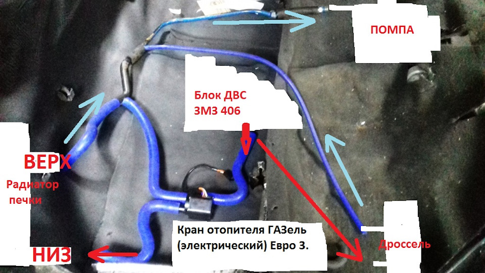 патрубки печки газель 406 двигатель