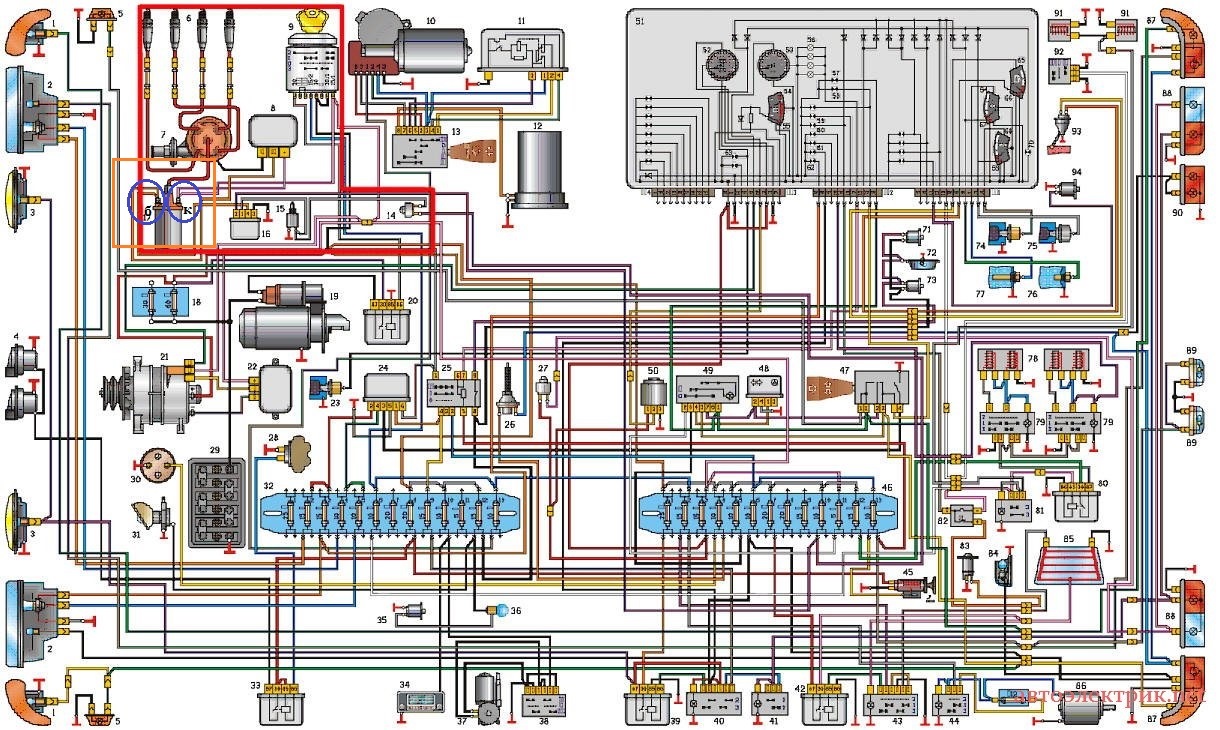 Схема проводки газ 24 волга