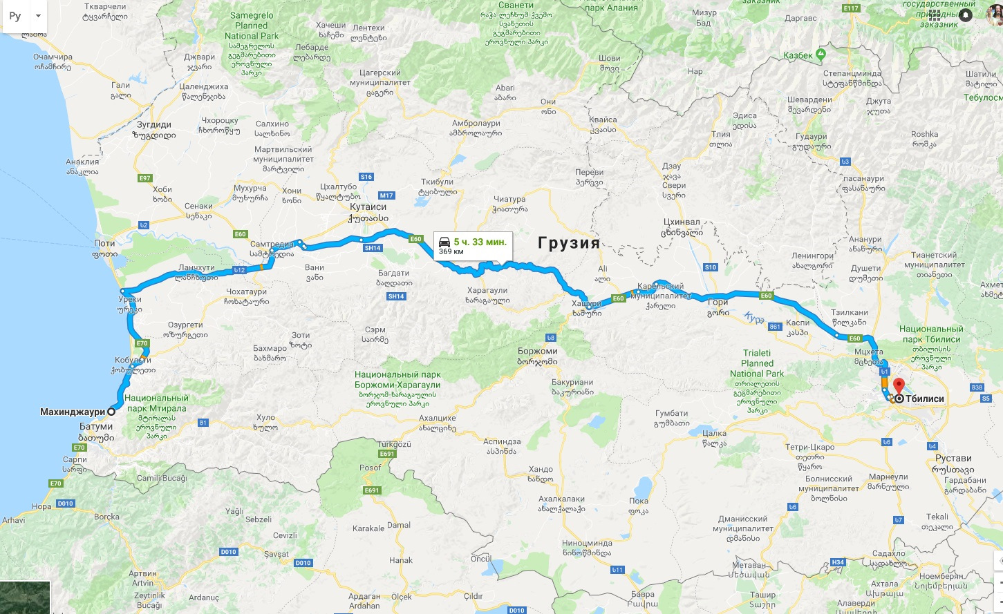 Грузия боржоми карта