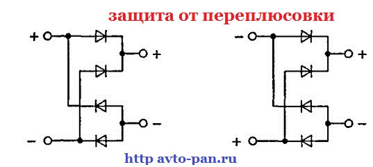 Схема защиты от кз и переполюсовки