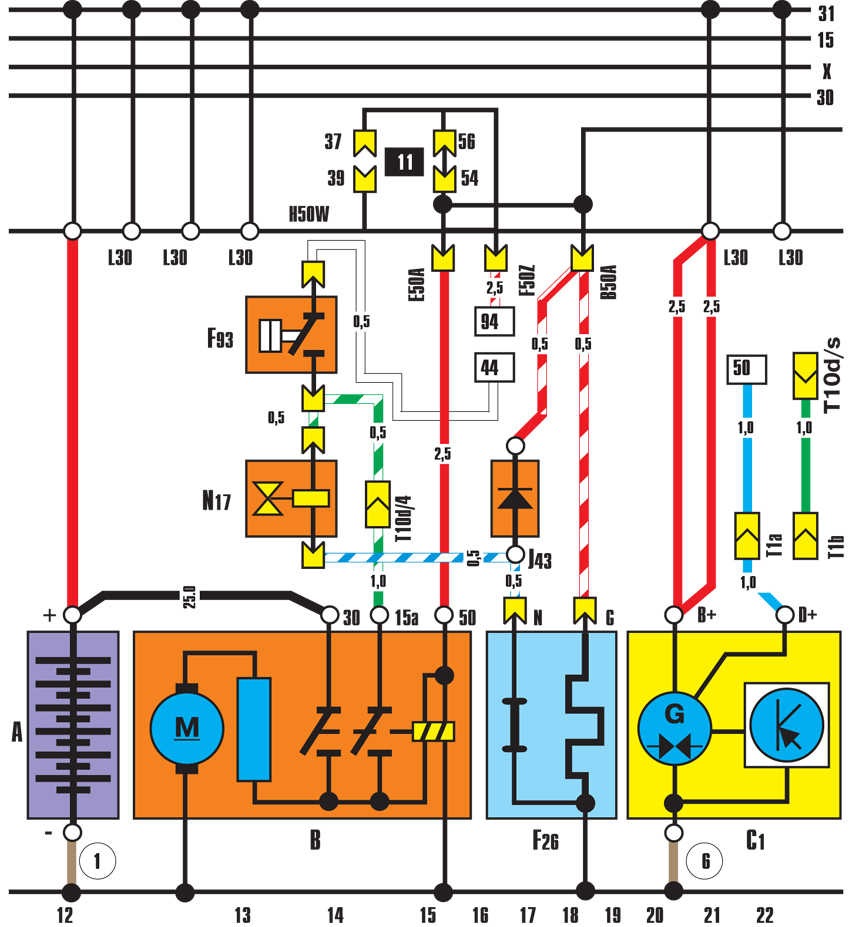как соединить провод на генератор фольксваген т4