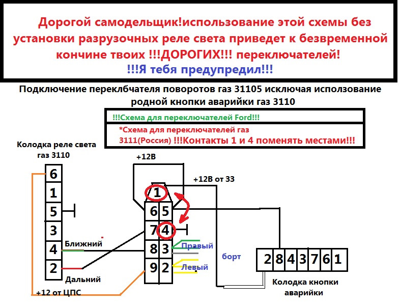 Замок зажигания газ 31105 крайслер схема подключения