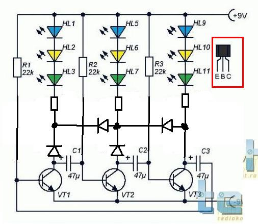 Бегущие огни на светодиодах своими руками схема 12в