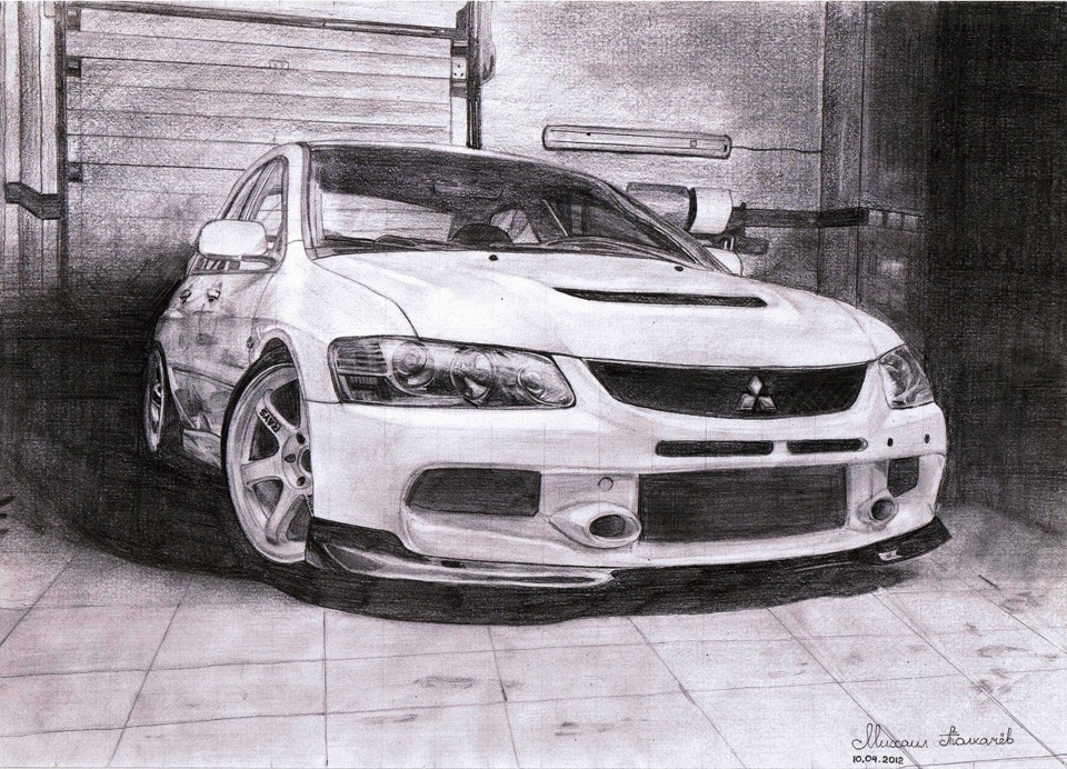 Mitsubishi lancer нарисовать