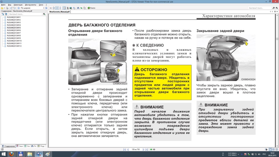 Киа соренто не закрывается багажник