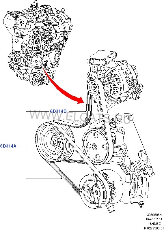 Замена приводного ремня Форд Фокус 3 (1.6 Duratec Ti-VCT)