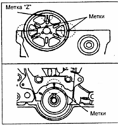 Метки на изображении. Метки ГРМ Мазда фамилия 1.5. Метки ГРМ Мазда b3. Метки ГРМ Мазда фамилия 1.5 16 клапанов zl. Метки ГРМ Мазда фамилия 1.5 16.