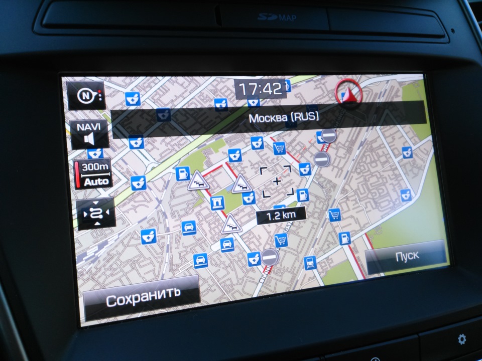 Карта с пробками и дорожными событиями — Hyundai Santa Fe (3G)