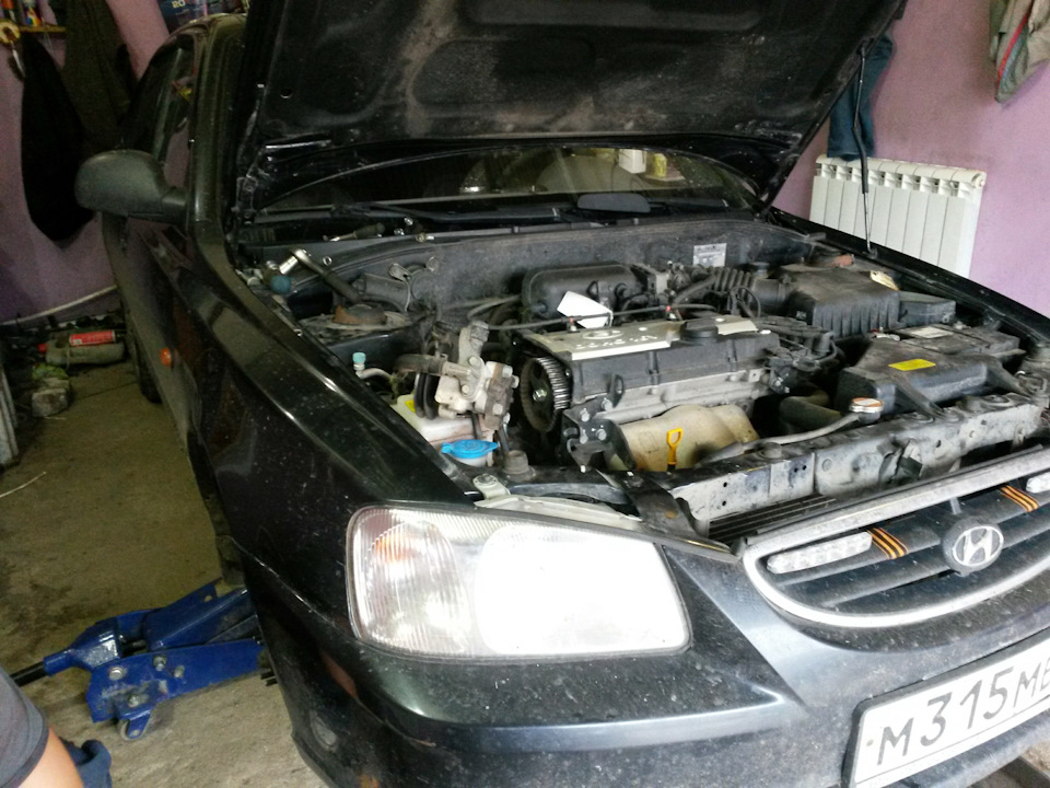 Замена ремня грм и помпы Акцент — DRIVE2