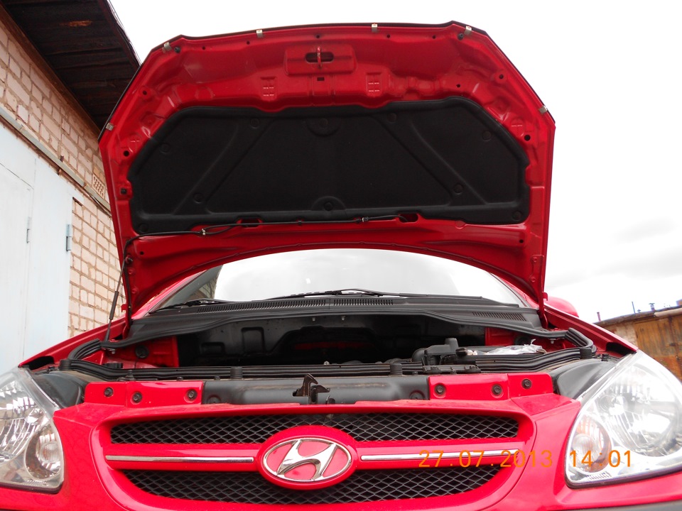 4. ВНУТРЕННЯЯ ОТДЕЛКА КАПОТА — Hyundai Getz, 1,6 л, 2007 года | тюнинг ...