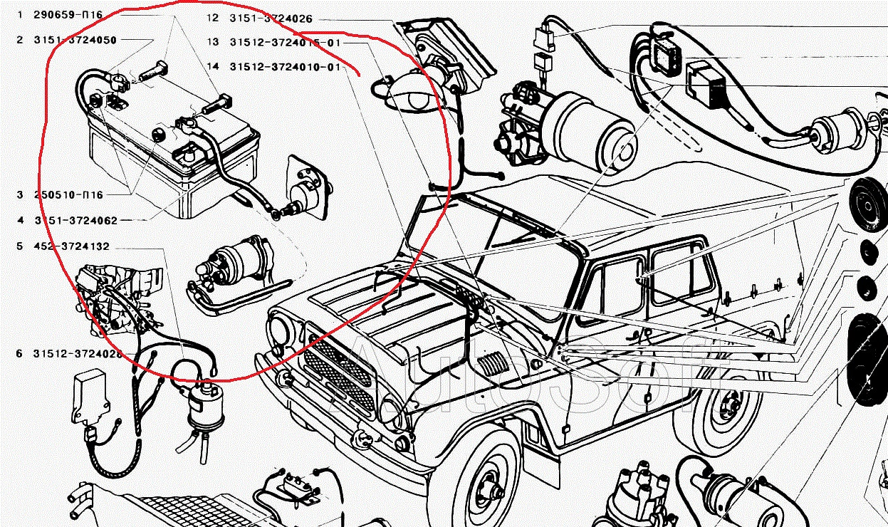 Эл схема уаз 31514 в хорошем качестве