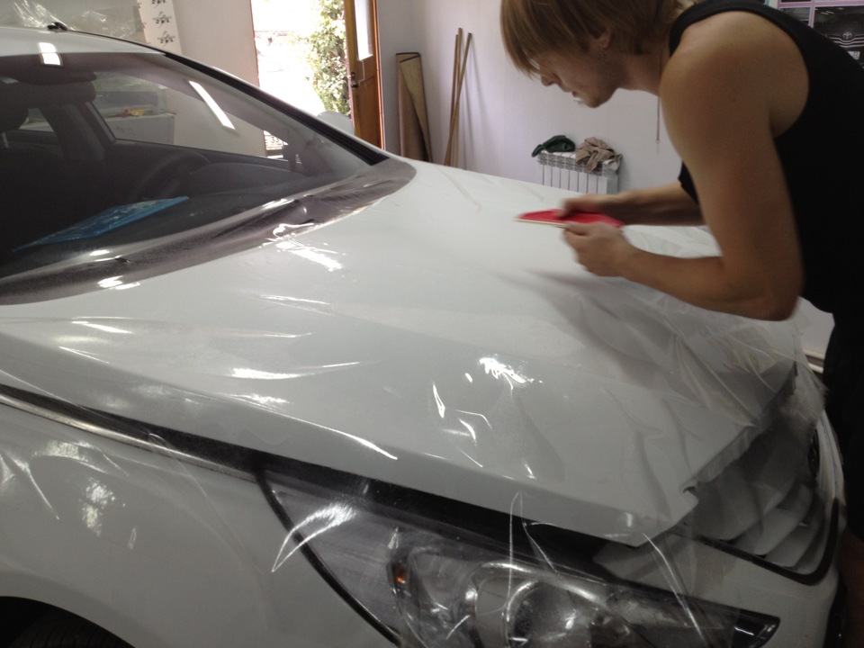 Защита капота от сколов — Hyundai Sonata VI (YF), 2 л., 2012 года ...