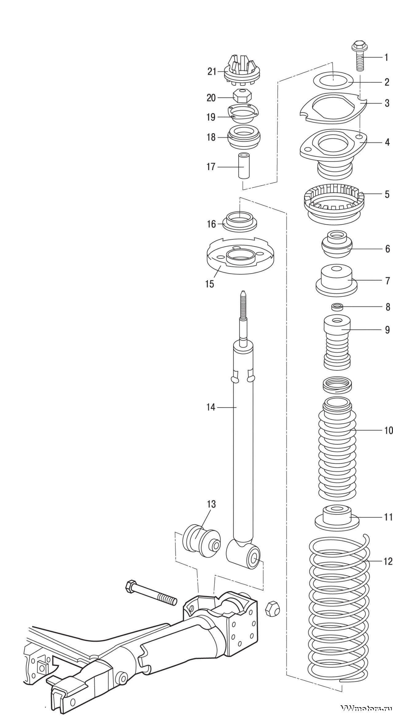 Схема амортизатора гольф 2