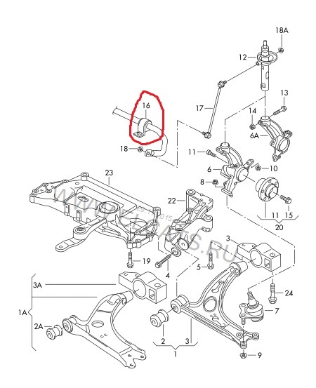 Резинки (втулки) стабилизатора поперечной устойчивости — SEAT Leon (Mk ...