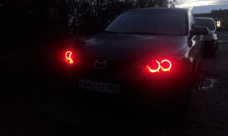 ргб ангельские глазки, поводки дворников, передний значек) — Mazda 3 ...