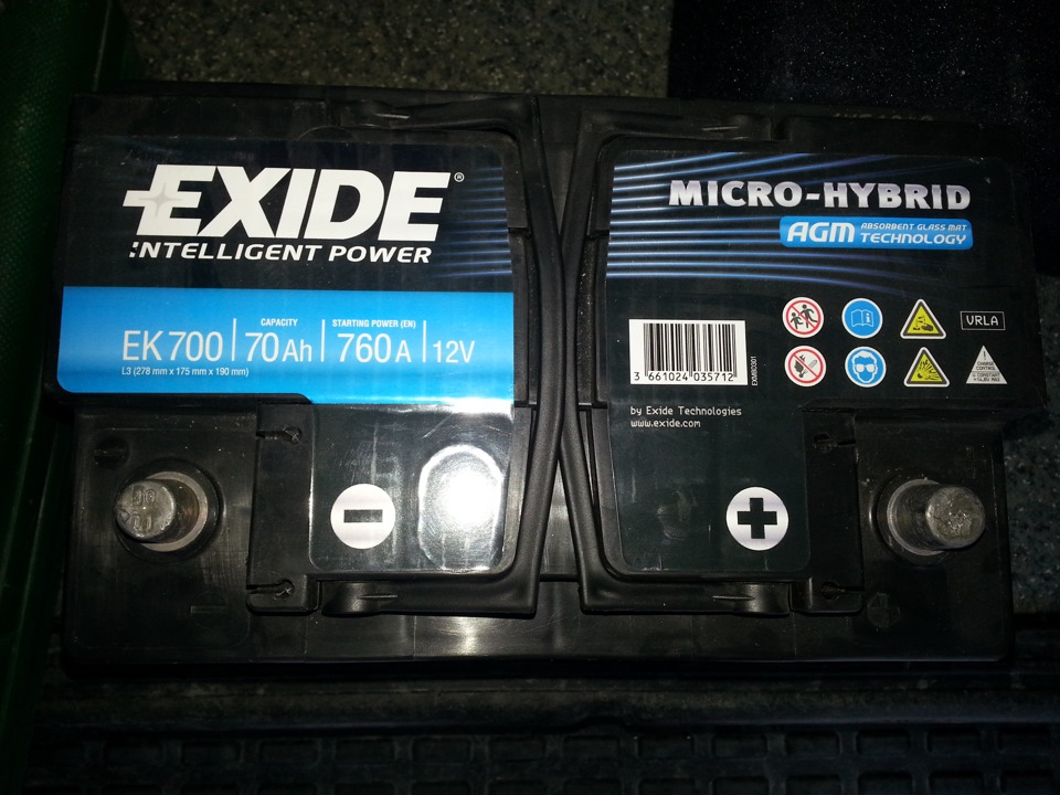 Exide ek700. Micro-Hybrid AGM. Exide ek700 размер.