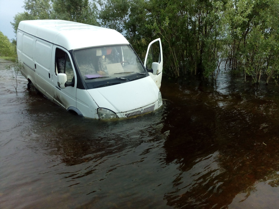 Газель едет по воде