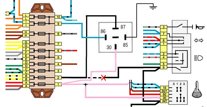 Схема подключения замка зажигания ваз 2104