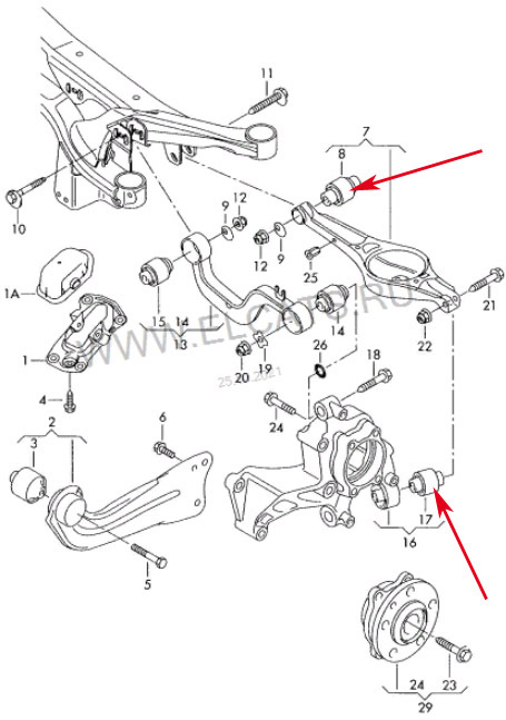 Схема задней подвески тигуан