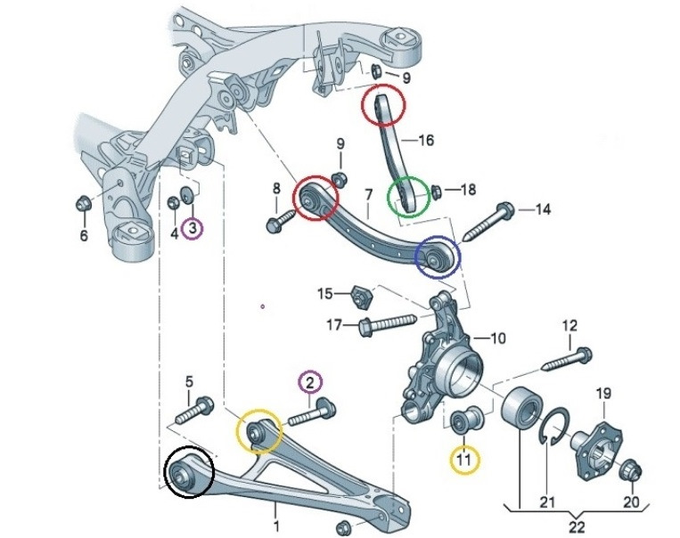 Задняя подвеска ауди q3 схема