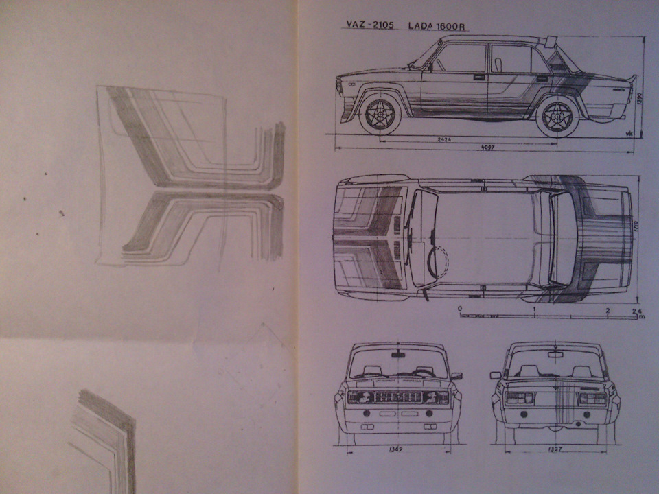Чертеж ваз 2105 для создания модели