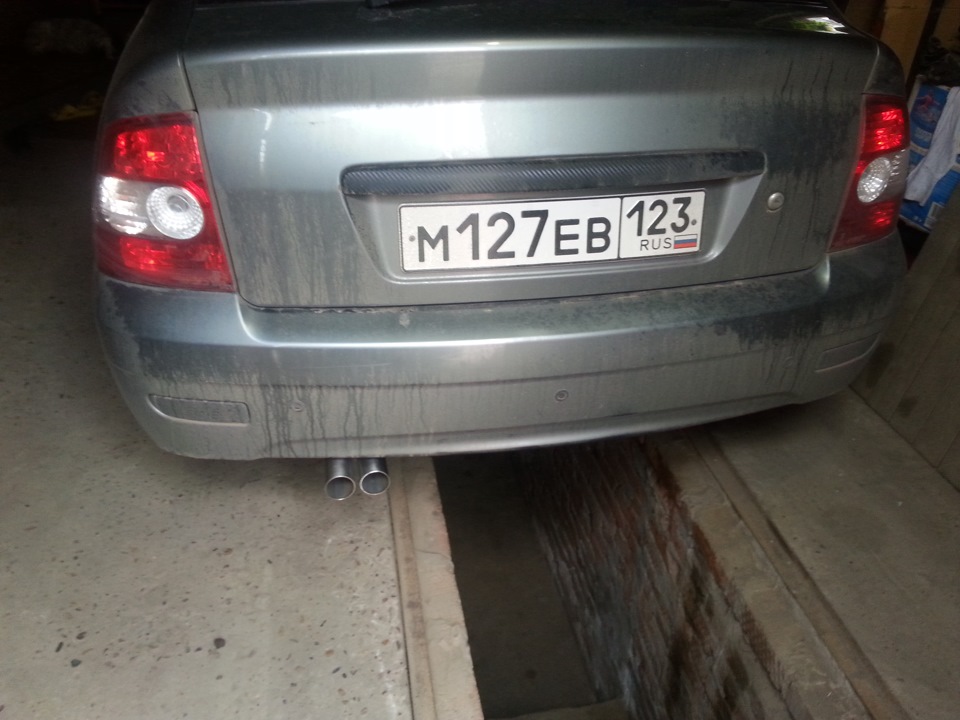 Переделка стандартного глушителя — Lada Приора хэтчбек, 1,6 л, 2009 ...