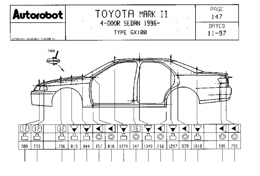 Схема кузова тойота